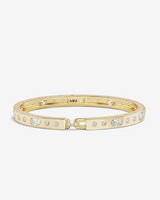 18K Yellow Gold Plated Simulated Diamond Ashley Sunset Lock Cuff 7"
