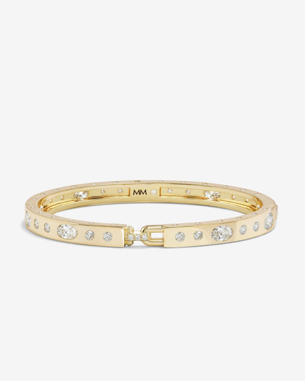 18K Yellow Gold Plated Simulated Diamond Ashley Sunset Lock Cuff 7"