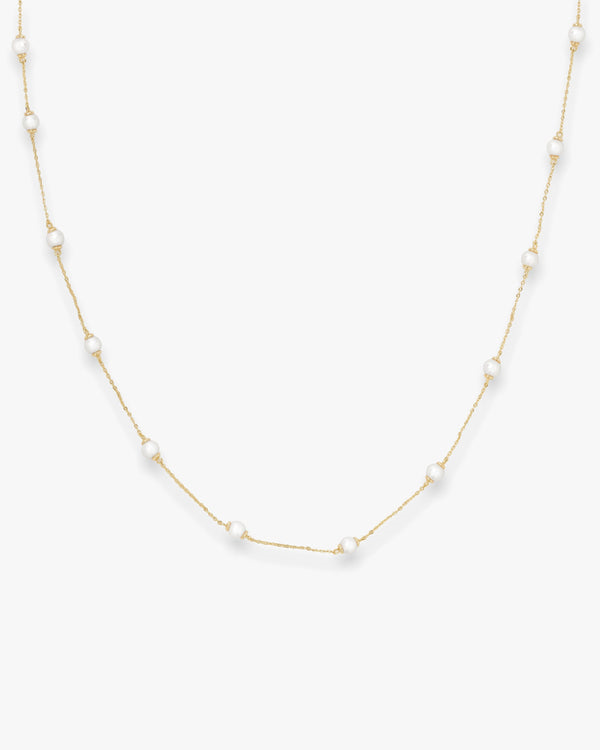 18K Yellow Gold Plated Perfect Pearl Infinity Necklace