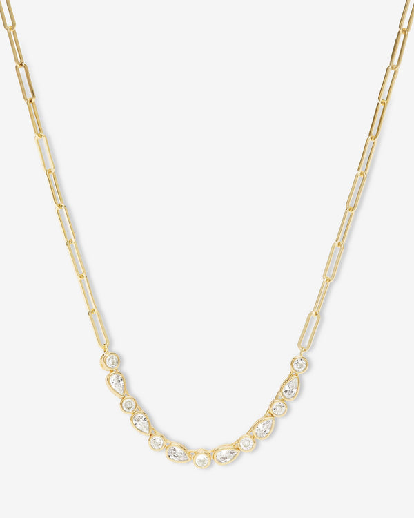 18K Yellow Gold Plated Isla Samantha Simulated Diamond Tennis Necklace