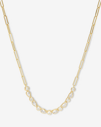 18K Yellow Gold Plated Isla Samantha Simulated Diamond Tennis Necklace