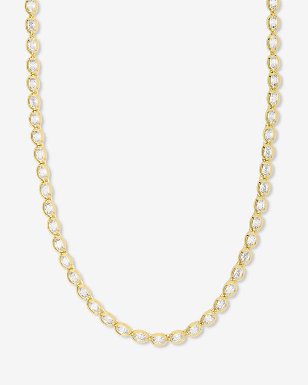 18K Yellow Gold Plated She's A Boss Simulated Diamond Tennis Necklace
