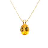 14K Yellow Gold 11x9mm Oval Citrine Pendant on 1.1mm Rope Chain 18"