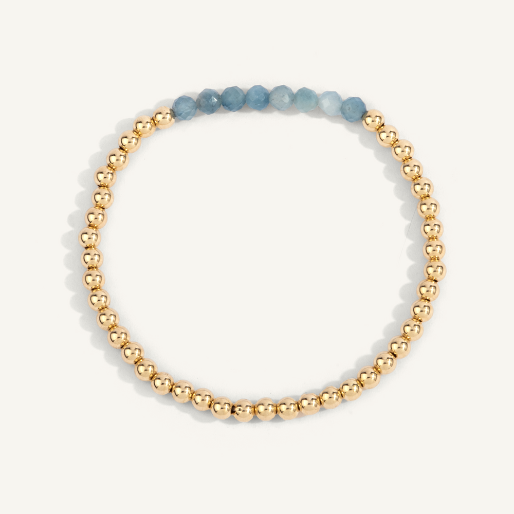 Aquamarine March Birthstone Bar Bead Bracelet by Dee Berkley