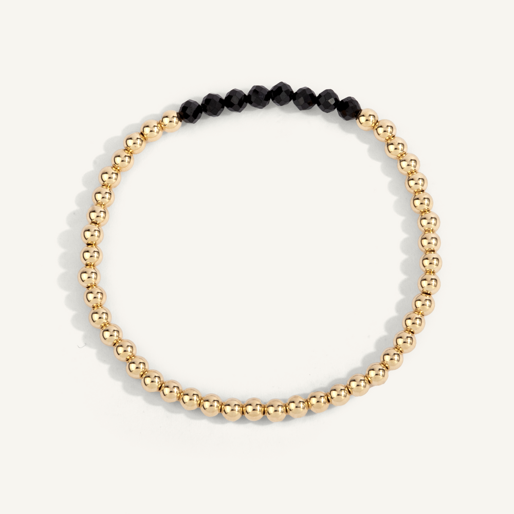 Black Spinel Bar 4mm Bead Bracelet by Dee Berkley