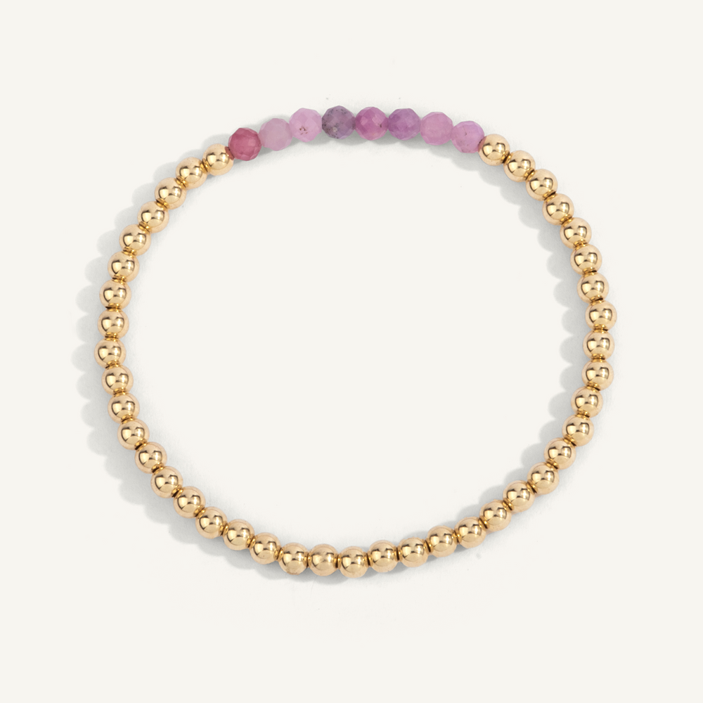 Ruby July Birthstone Bar 4mm Bead Bracelet by Dee Berkley