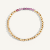 Ruby July Birthstone Bar 4mm Bead Bracelet by Dee Berkley