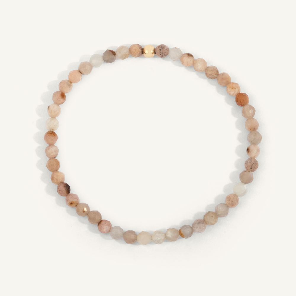 Peach Moonstone Gemstone 4mmm Bead Bracelet by Dee Berkley