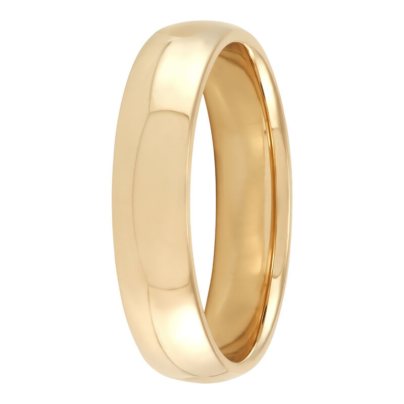 14K Yellow Gold 5mm Half-Round Comfort Fit Band Sz 11