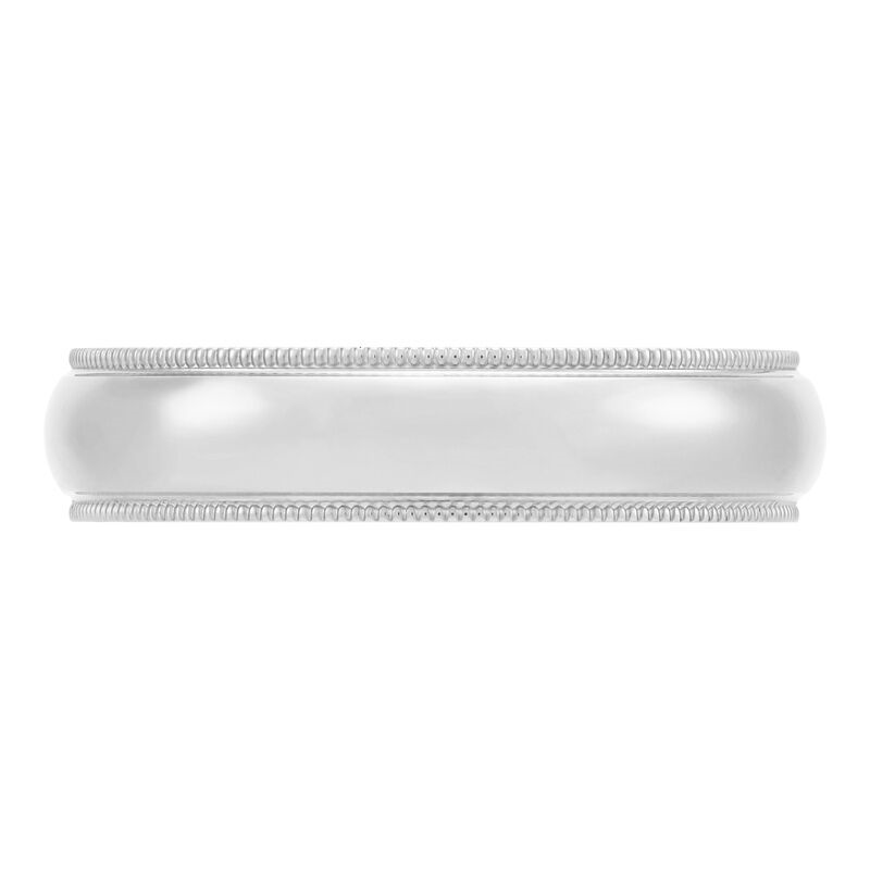 14K White Gold Milgrain Rounded Comfort Fit Band  Sz 8