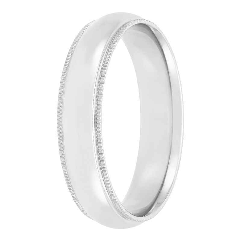 14K White Gold Milgrain Rounded Comfort Fit Band  Sz 8