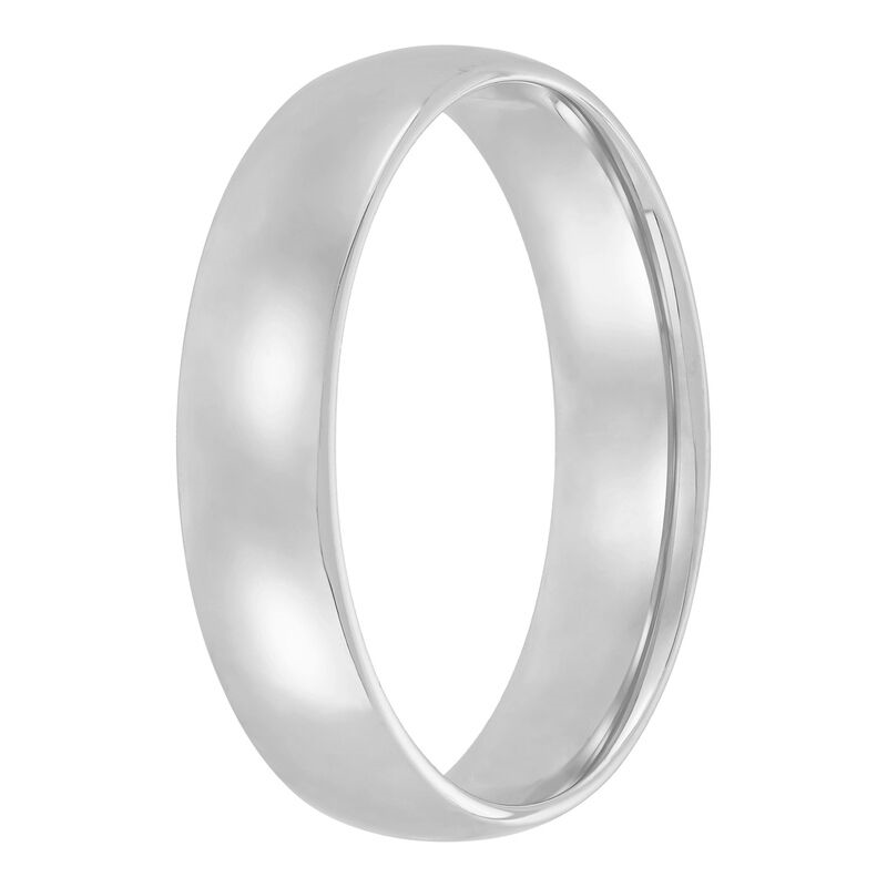 14K White Gold 5mm Half-Round Comfort Fit Band Sz 10