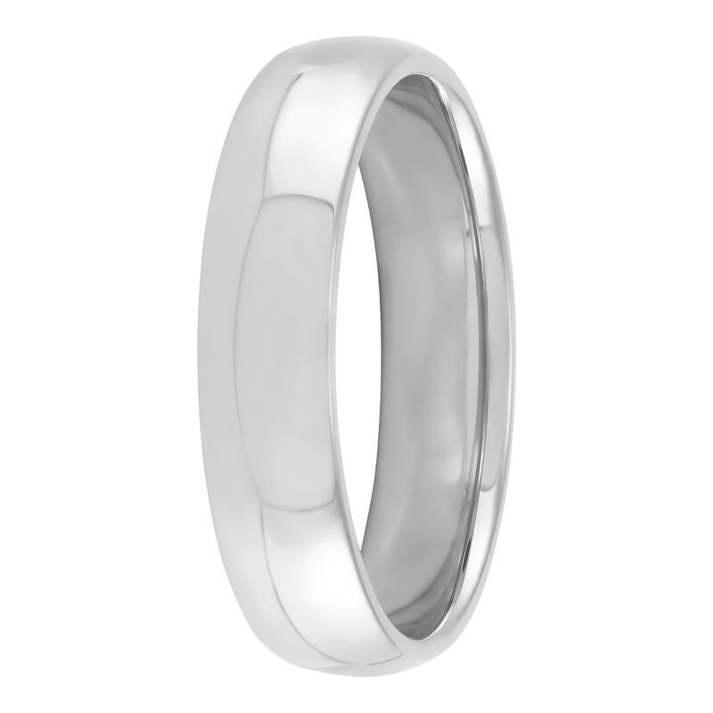 14K White Gold 5mm Half-Round Medium Weight Comfort Fit Band Sz 8