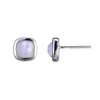 Sterling Silver Mirage 6mm Cushion Cut Blue Lace Agate Stud Earrings by Elle