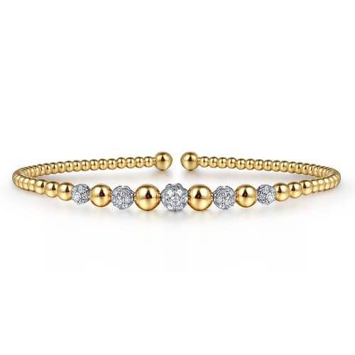 14K Yellow-White Gold 0.33cttw SI H-I Diamond Bujukan Bangle Bracelet by Gabriel