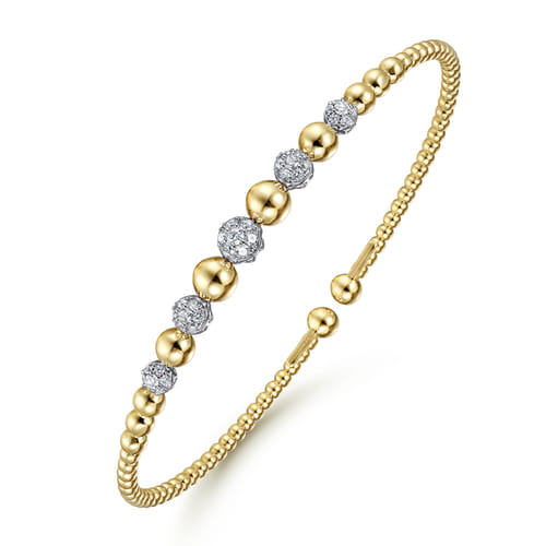 14K Yellow-White Gold 0.33cttw SI H-I Diamond Bujukan Bangle Bracelet by Gabriel