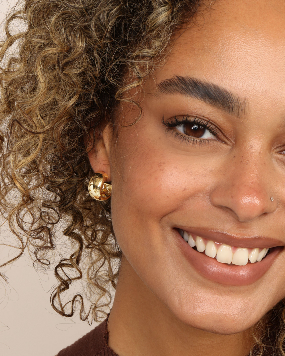 18K Yellow Gold Plated "She's So Smooth" Baby Hoops