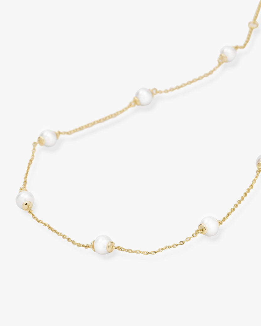 18K Yellow Gold Plated Perfect Pearl Infinity Necklace
