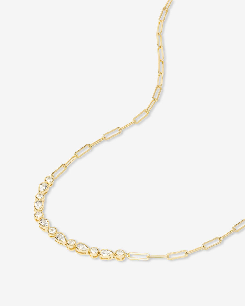 18K Yellow Gold Plated Isla Samantha Simulated Diamond Tennis Necklace