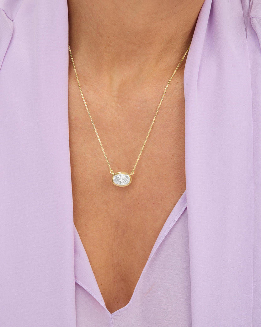 18K Yellow Gold Plated Simulated Diamond She's a Boss Pendant Necklace