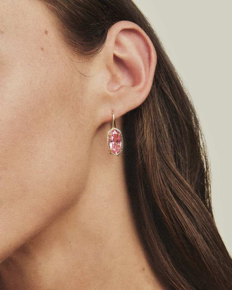 Lee Luxe Gold Plated Light Pink CZ Drop Earrings by Kendra Scott