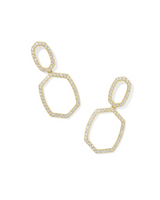 Daphne Gold Plated Pave White CZ Open Frame Earrings by Kendra Scott