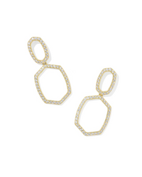 Daphne Gold Plated Pave White CZ Open Frame Earrings by Kendra Scott