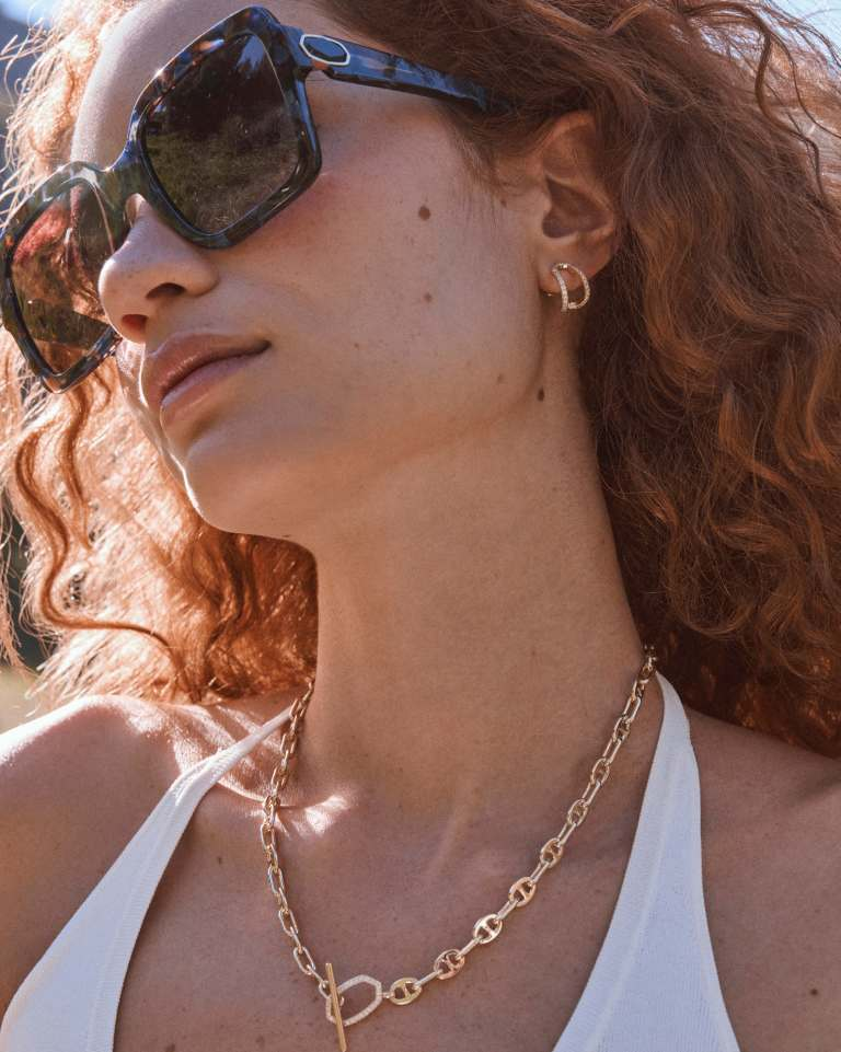 Daphne Gold Plated Pave White CZ Huggie Earrings by Kendra Scott