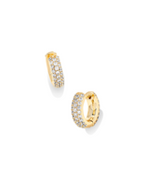 Mikki Yellow Gold Plated Pave Huggie Earrings by Kendra Scott