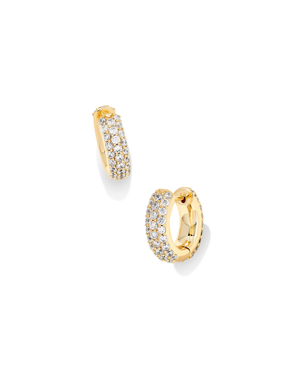 Mikki Yellow Gold Plated Pave Huggie Earrings by Kendra Scott