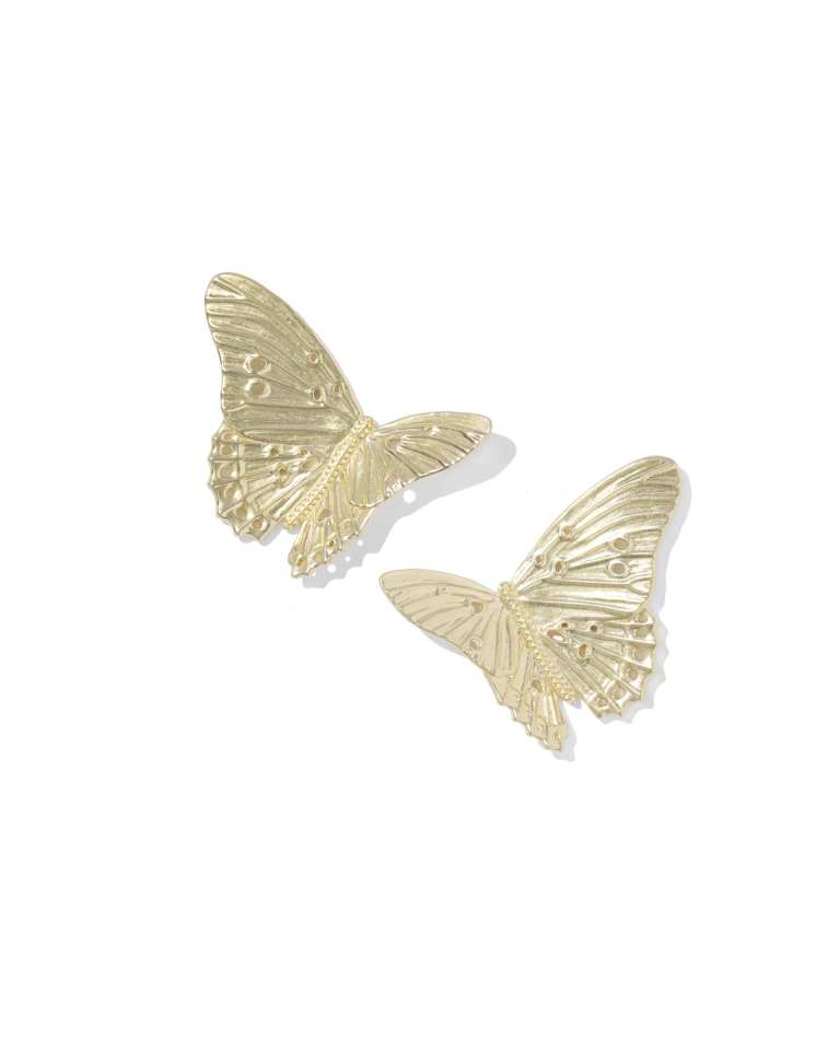Cailey Butterfly Statement Gold Plated Stud Earrings by Kendra Scott