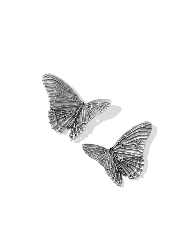 Cailey Butterfly Vintage Silver Statement Stud Earrings by Kendra Scott