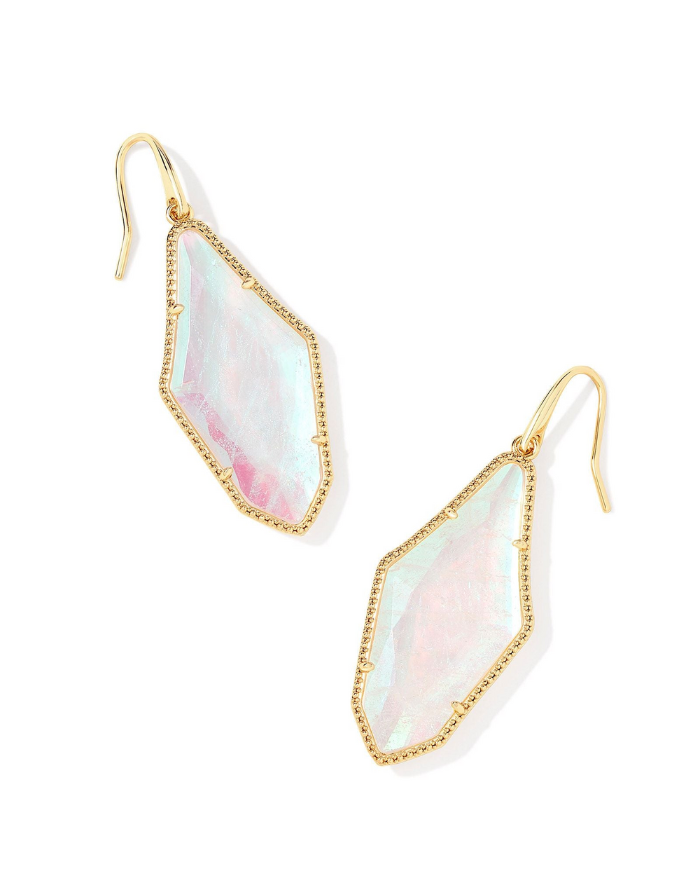 Evelyn Gold Plated Rock Crystal Dichroic Drop Earrings by Kendra Scott