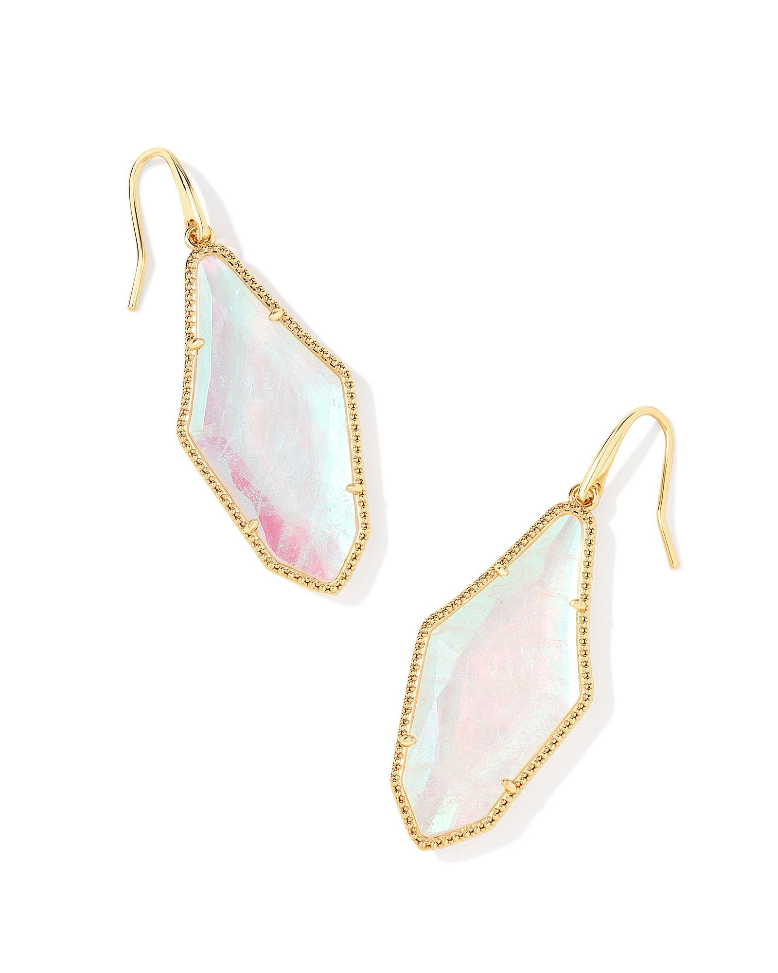 Evelyn Gold Plated Rock Crystal Dichroic Drop Earrings by Kendra Scott