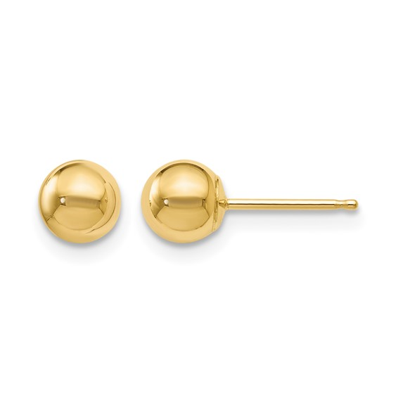 14K Yellow Gold Polished 5mm Ball Post Earrings