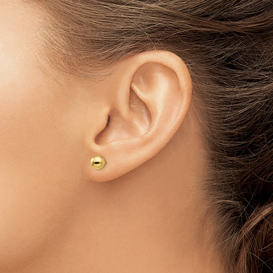 14K Yellow Gold Polished 6mm Ball Post Earrings