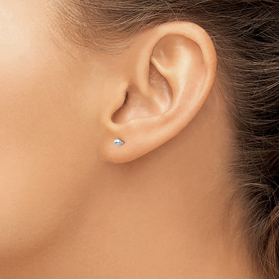 14K White Gold Polished 3mm Ball Earrings