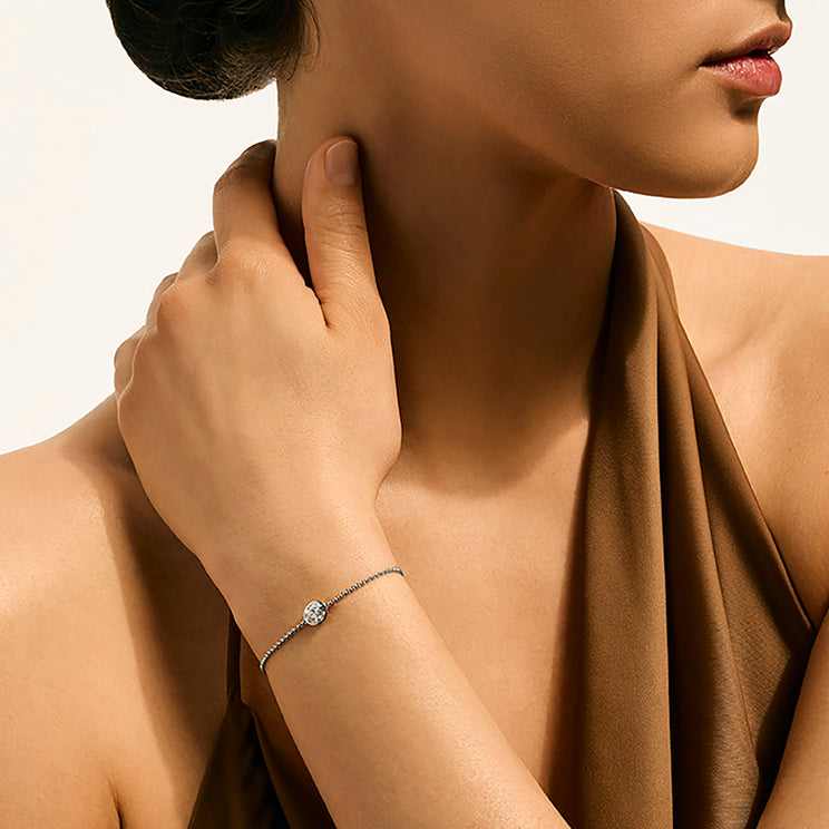 JH Lovestruck Silver 0.75ct LAB GROWN Diamond with 1.5mm Rolo Chain Bracelet by John Hardy