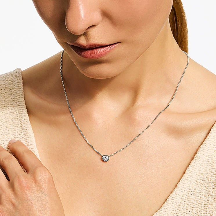 JH Lovestruck Silver 0.75ct LAB GROWN Diamond on 1.5mm Rolo Chain Necklace by John Hardy