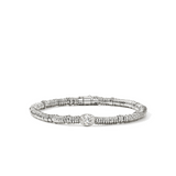 JH Lovestruck Heishi Silver with 1.00ct Oval LAB GROWN Diamond Bracelet Sz M by John Hardy