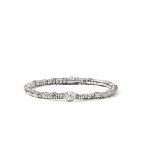 JH Lovestruck Heishi Silver with 1.00ct Oval LAB GROWN Diamond Bracelet Sz M by John Hardy