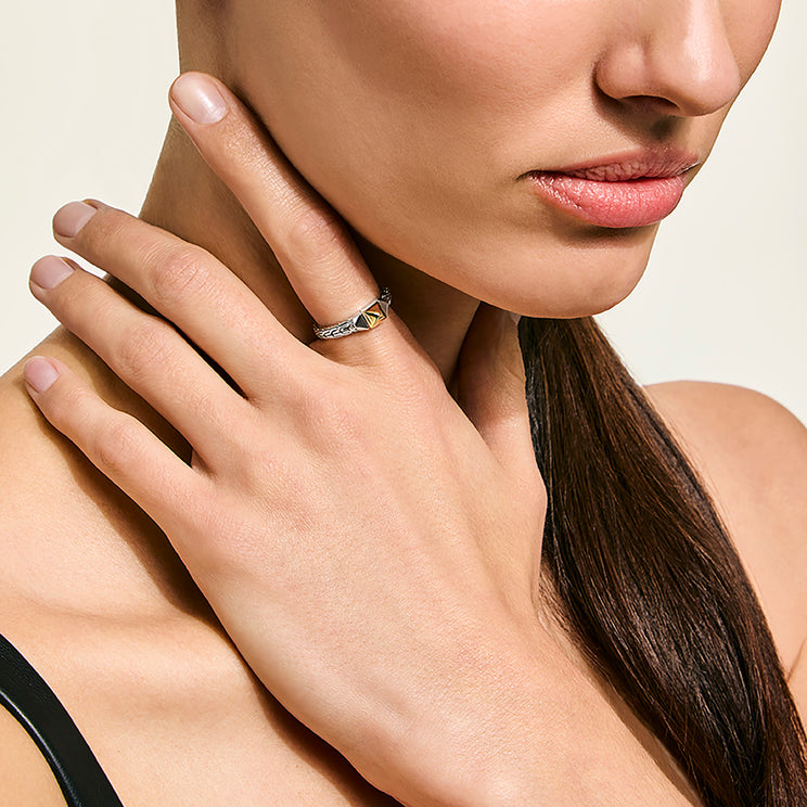 Icon Stud 14K Gold & Silver 5mm Ring Sz 6 by John Hardy