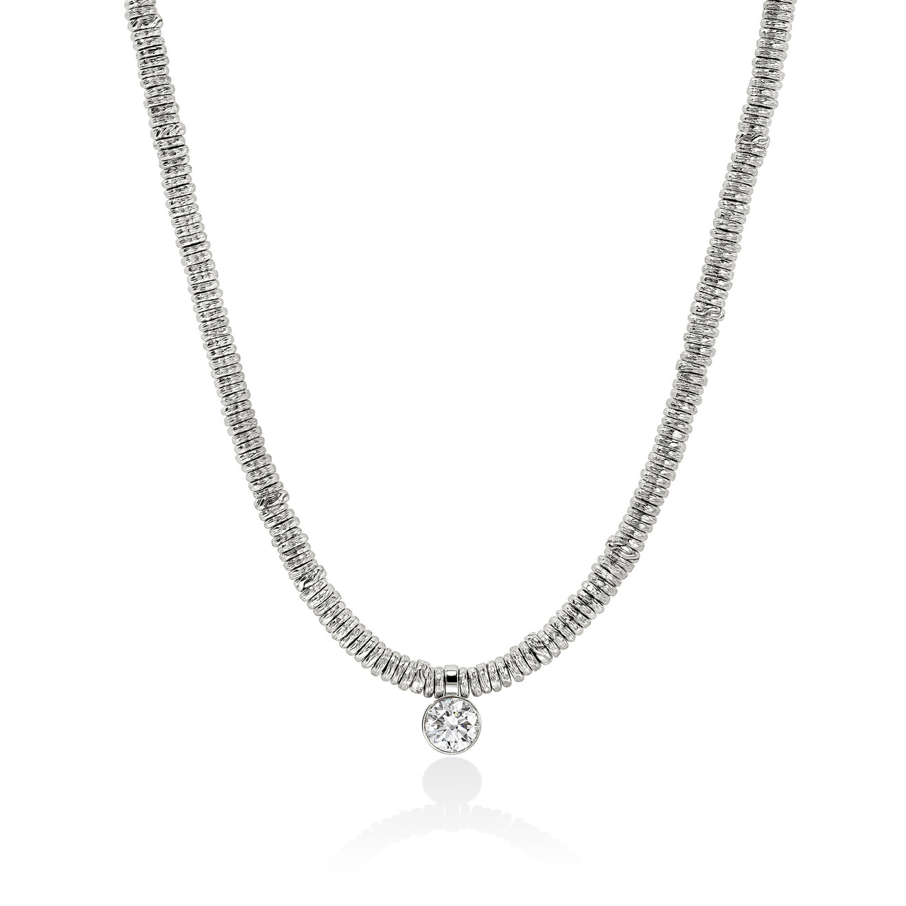 Lovestruck Heishi Silver Necklace with 1.00ct RBC LAB GROWN Diamond 18" by John Hardy