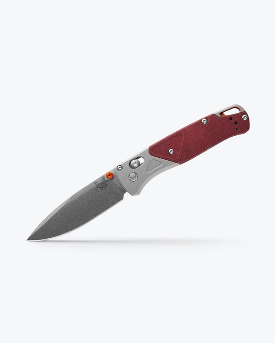 Bugout Grey/Redstone Aluminum & Richlite Knife by Benchmade