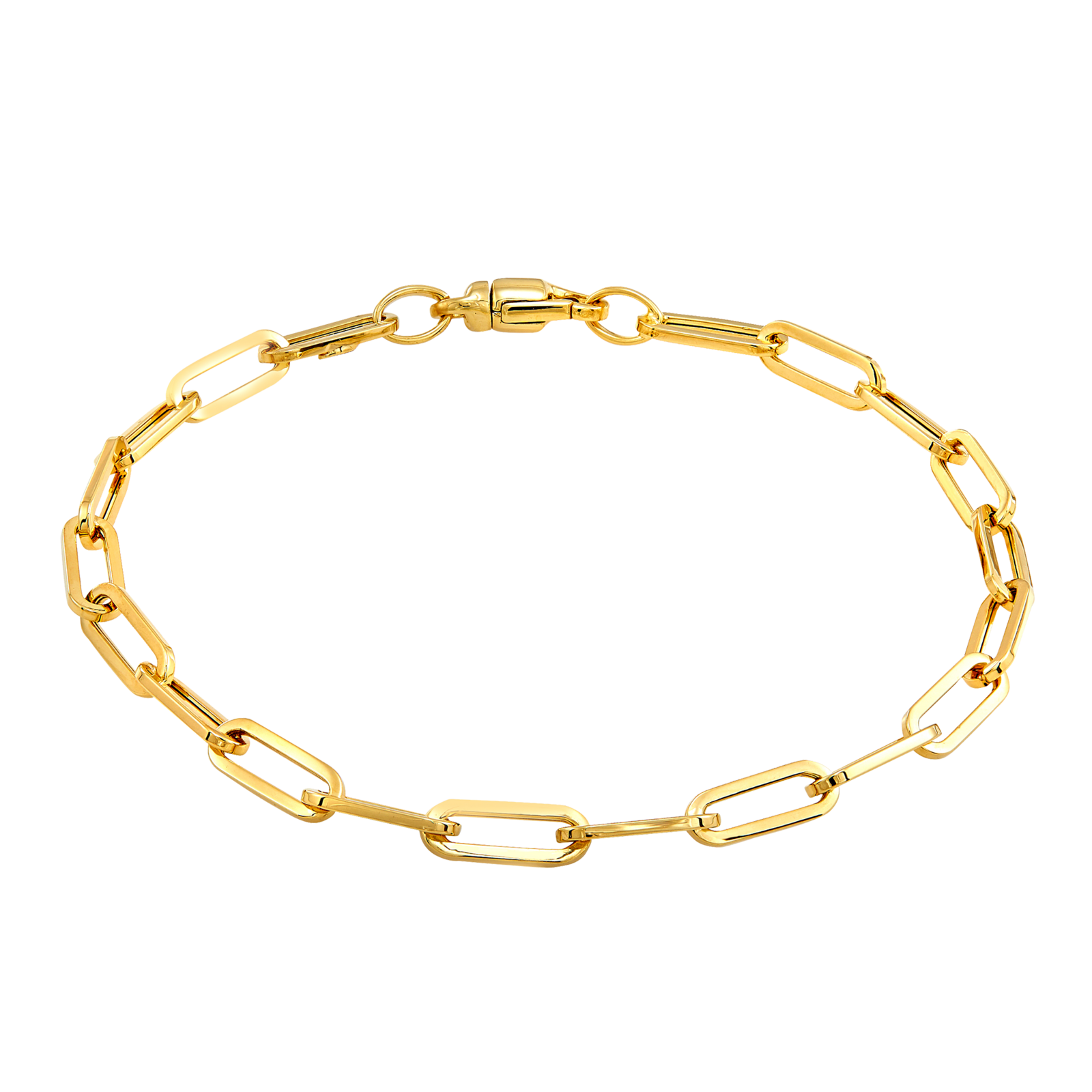 14K Yellow Gold Polished 10.7mm Hollow Paper Clip Bracelet