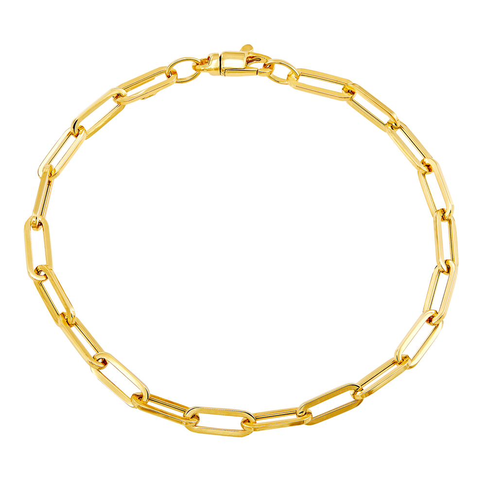 14K Yellow Gold Polished 10.7mm Hollow Paper Clip Bracelet