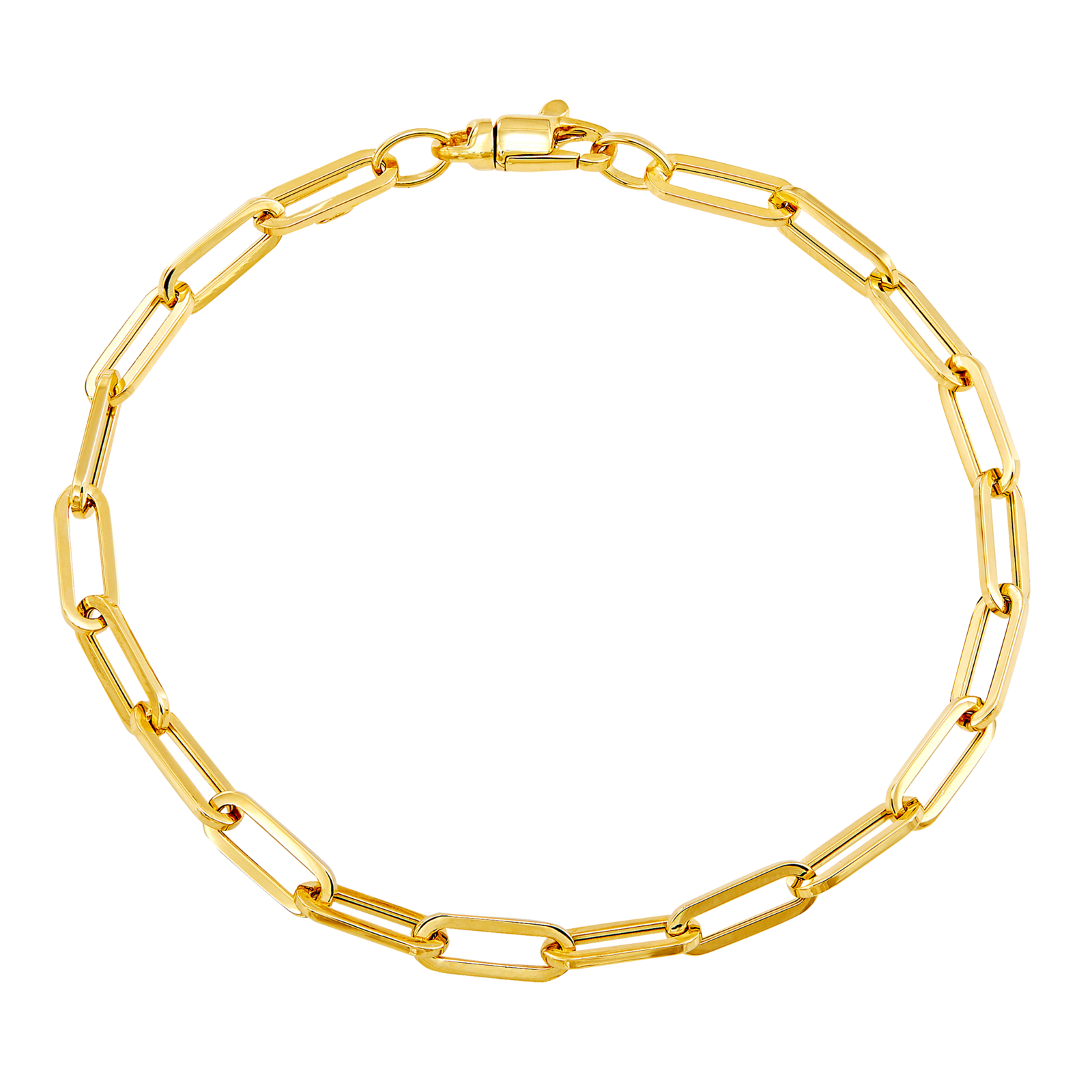 14K Yellow Gold Polished 10.7mm Hollow Paper Clip Bracelet