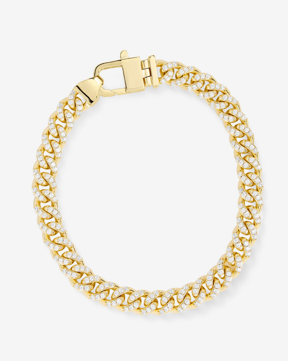 18K Gold Plated Pave Julian Cuban Chain Bracelet 6.5"