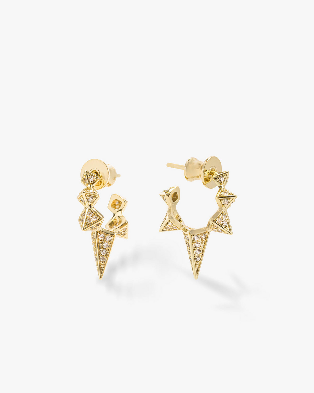 18K Gold Plated Gabriella Pave Spiked Hoop Earrings