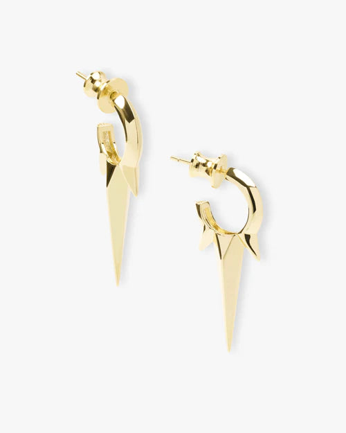 18K Yellow Gold Plated Gabriella Smooth Triple Spike Earrings